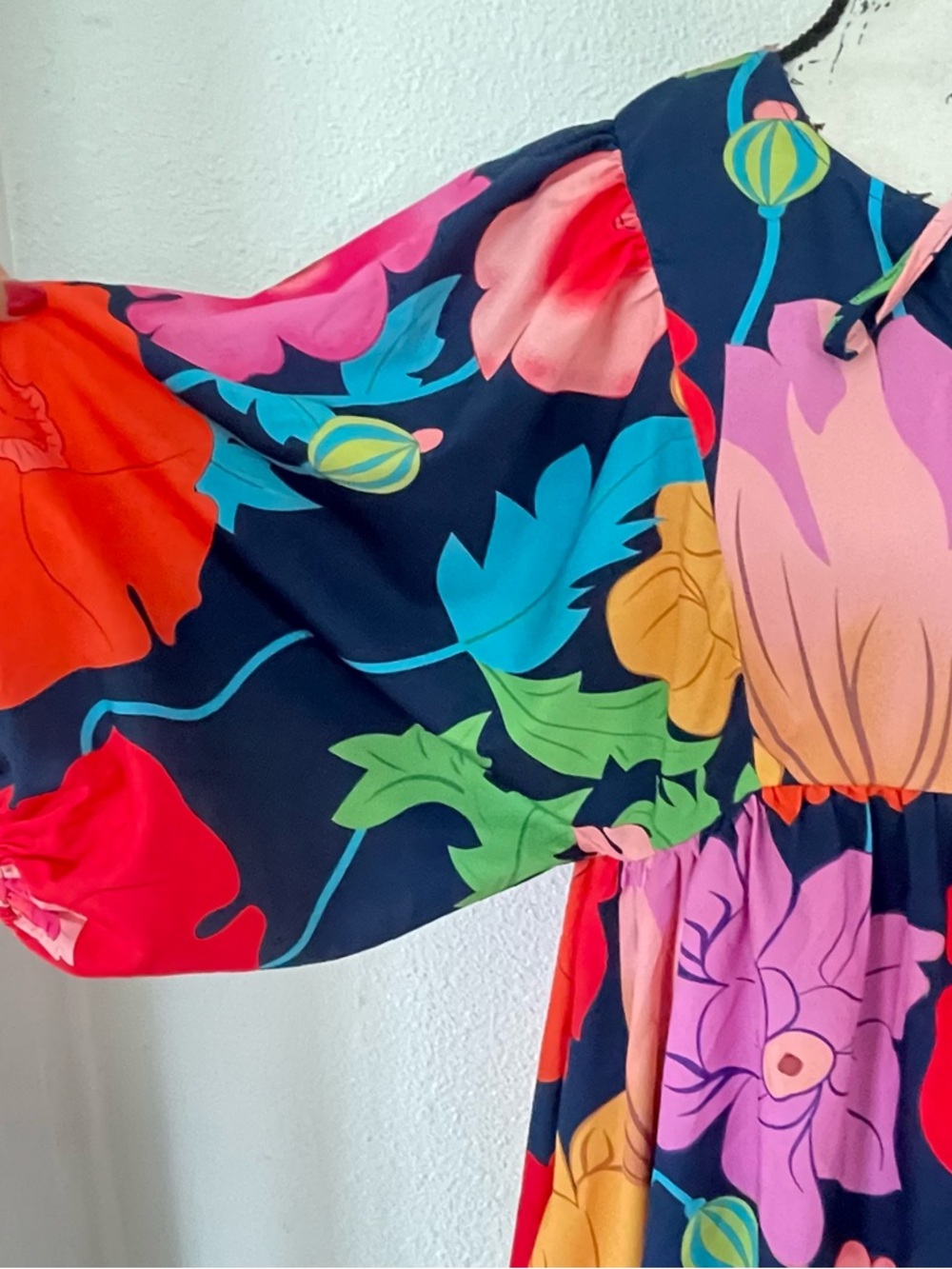 Entro Bold Floral Babydoll Dress - Blue, Pink, Yellow, Orange, Green - Picture 6 of 13